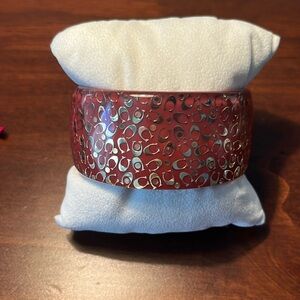 Coach signature lucite bangle cranberry/gold